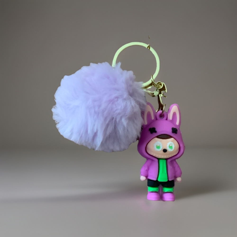 Girls Keychain Misc Colors Bunny Hoodie Figure Pom Pom Bag Charm Accessory